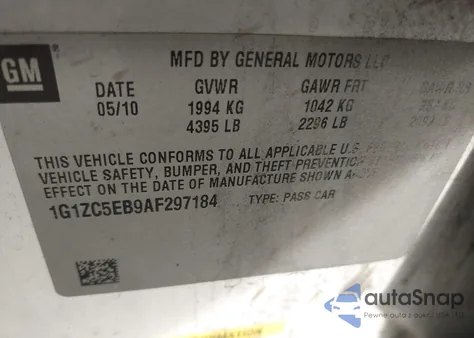 2010 Chevrolet Malibu Lt from USA, damaged, VIN 1G1ZC5EB9AF297184